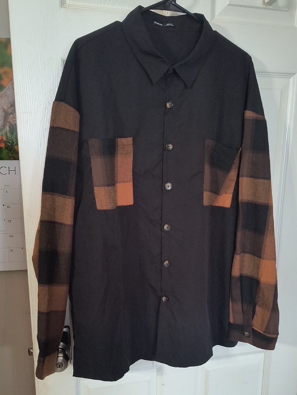 SHEIN Black Collared Button Up Shirt